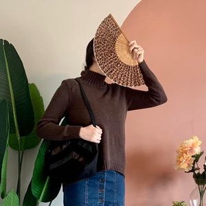 Lilla P Brown Cashmere Blend Turtleneck Sweater